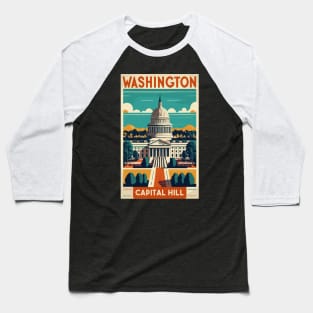 A Vintage Travel Art of Washington DC - US Baseball T-Shirt